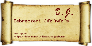 Debreczeni Jónás névjegykártya